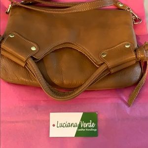 Luciano Verde leather camel color crossbody